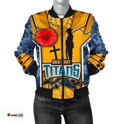 Titans Women's Bomber Jacket Gold Coast Anzac Day Armor Version