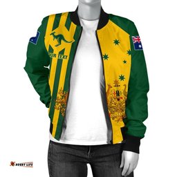 Custom Women's Bomber Jacket - Australia Kangaroo Sign National Color