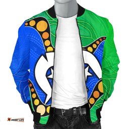 Torres Strait Islands Men's Bomber Jacket - Flag with Aboriginal Patterns