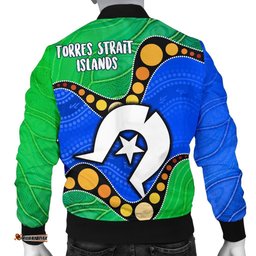 Torres Strait Islands Men's Bomber Jacket - Flag with Aboriginal Patterns