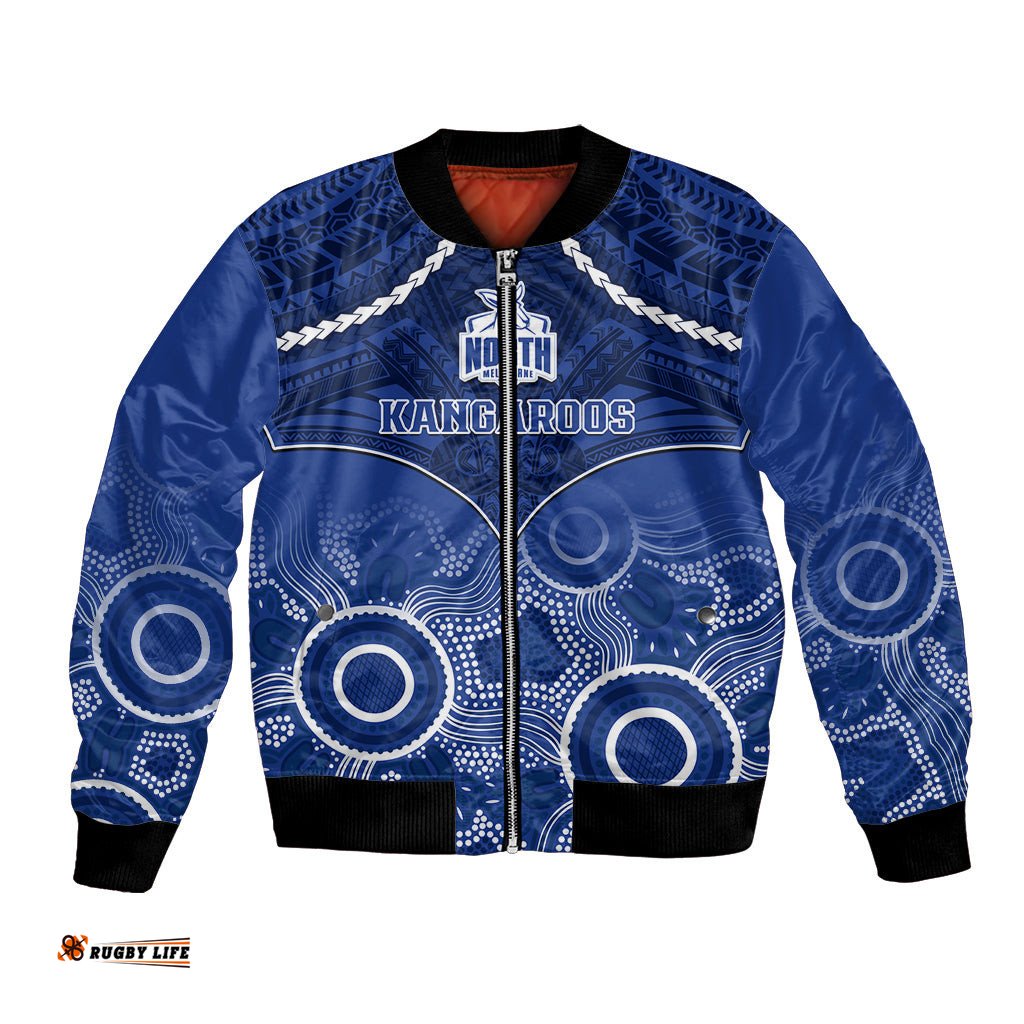 North Melbourne Football Bomber Jacket Kangaroos Aboriginal Mix Polynesian Pattern