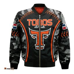 Dominican Toros De Este Baseball Stitches Bomber Jacket Black