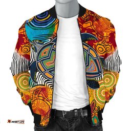 Aboriginal Men's Bomber Jacket - Turtle Indigenous Art