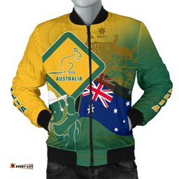 Bomber Jacket- Aus Flag and Coat Of Arms Jacket Kangaroo and Koala Sign - Men