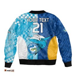 Custom NRL Shark Combine Eels Rugby Bomber Jacket Sporty Style