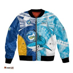 Custom NRL Shark Combine Eels Rugby Bomber Jacket Sporty Style