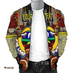 Custom Text The Land Owns Us Aboriginal Men's Bomber Jacket