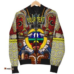Custom Text The Land Owns Us Aboriginal Men's Bomber Jacket