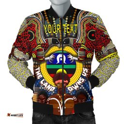 Custom Text The Land Owns Us Aboriginal Men's Bomber Jacket