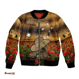 Australian ANZAC Bomber Jacket Slouch Hat And Army Boots With Poppy
