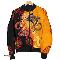 Aboriginal Personalised Women's Bomber Jacket - Couple Aboriginal Lizards