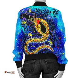 Aboriginal Women's Bomber Jacket - Indigenous Crocodile
