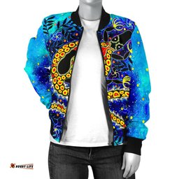 Aboriginal Women's Bomber Jacket - Indigenous Crocodile