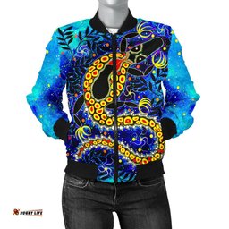 Aboriginal Women's Bomber Jacket - Indigenous Crocodile
