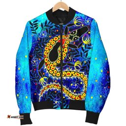 Aboriginal Women's Bomber Jacket - Indigenous Crocodile