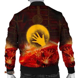 Aboriginal Men's Bomber Jacket - Indigenous Flag Hand Art