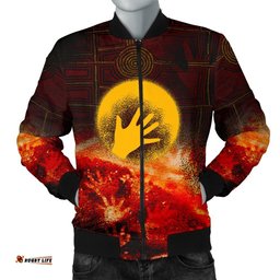 Aboriginal Men's Bomber Jacket - Indigenous Flag Hand Art