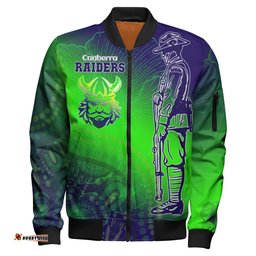Raiders Rugby Bomber Jacket - Custom Anzac Raiders Rugby Gradient Style Bomber Jacket RLT13