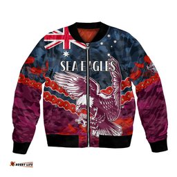Custom Text And Number Sea Eagles Rugby ANZAC Bomber Jacket Lest We Forget