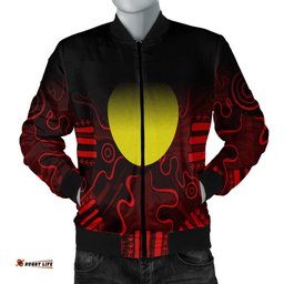 Aboriginal Women's Bomber Jacket - Indigenous Flag Grunge Style