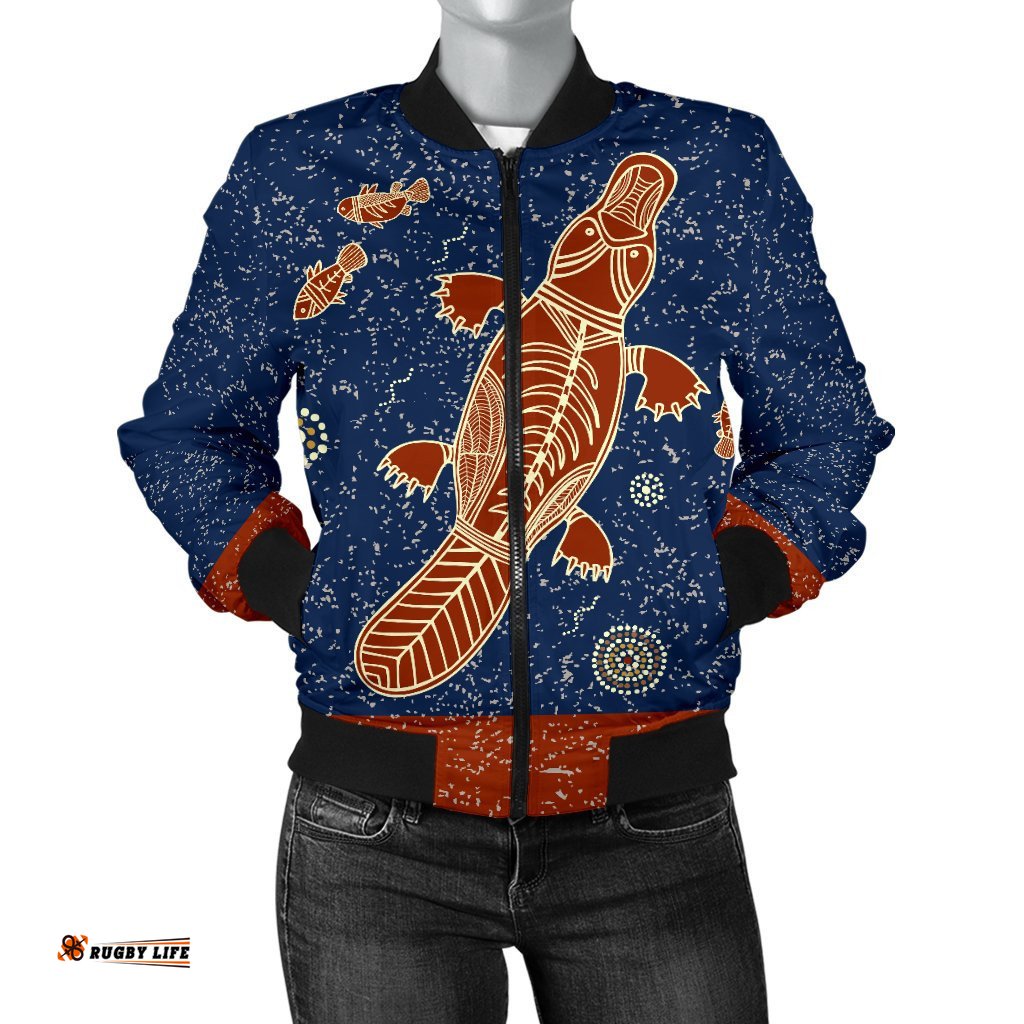 Bomber Jacket - Platypus Jacket Aboriginal Patterns - Women