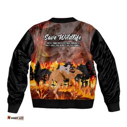 Save Wildlife Australia Bomber Jacket Bushfire Awareness