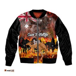 Save Wildlife Australia Bomber Jacket Bushfire Awareness