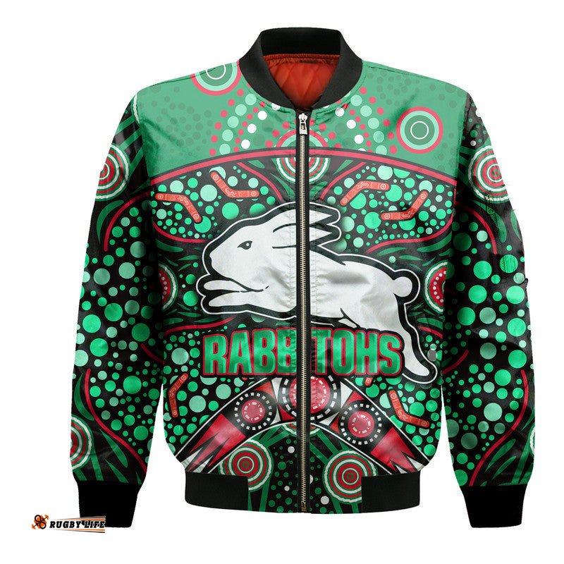 South Sydney Indigenous Rabbitohs Dot Art Style Bomber Jacket
