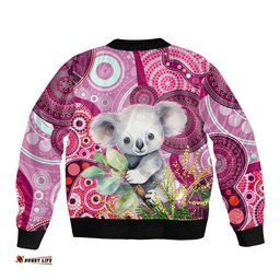 Personalised Australia Bomber Jacket Cute Koala With Golden Wattle Indigenous Art