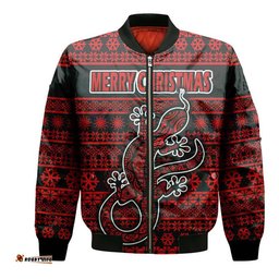 Custom Personalised Australian Lizard Christmas Vibe With Aboriginal Dot Painting Style Bomber Jacket