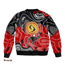 Aboriginal Flag Style Dot Art And Abstract Kangaroo Bomber Jacket TS04