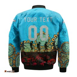 Gold Coast Titans Bomber Jacket Personalized Aboriginal Rugby Anzac Day Poppy With Soldiers - NRL