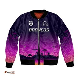 Custom NRL Broncos Bomber Jacket The Starry Night Indigenous Aboriginal