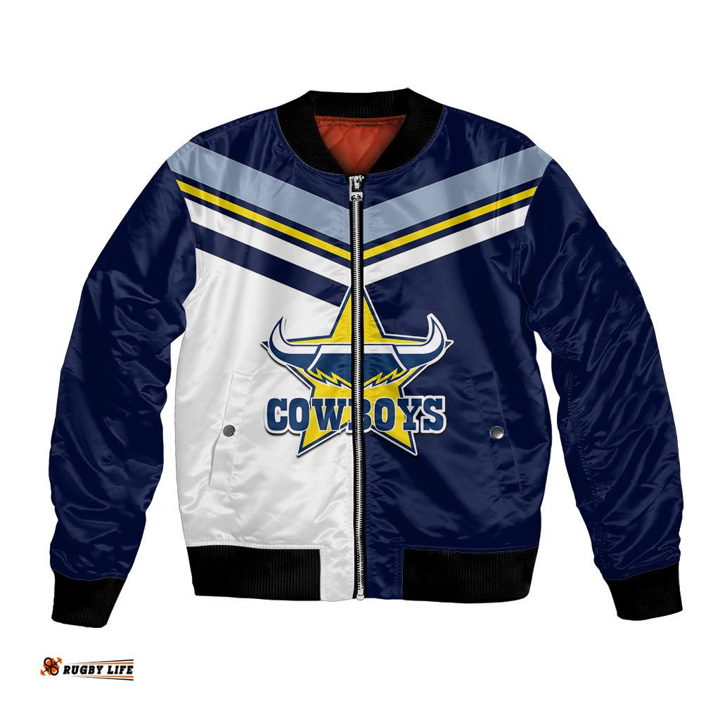 Custom Text And Number NRL Cowboys Bomber Jacket Mix Jersey
