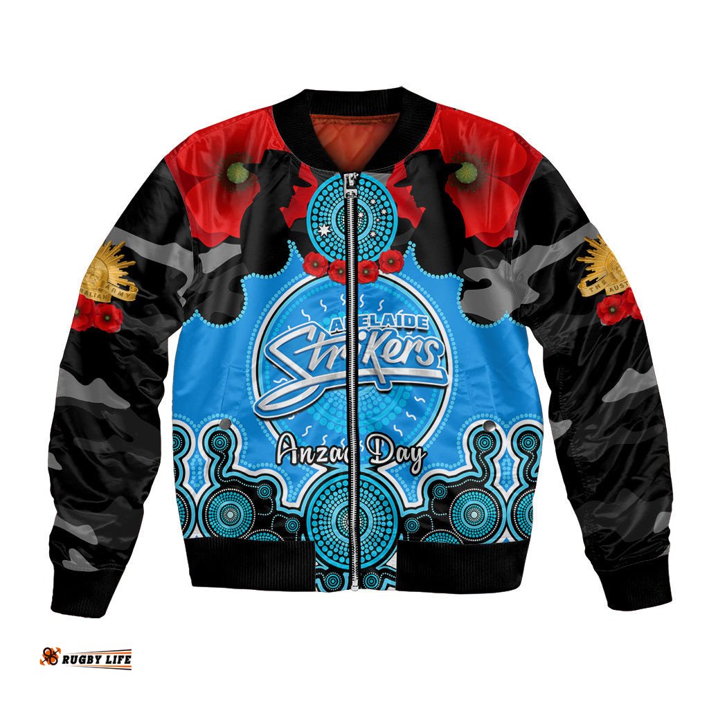 Adelaide Strikers ANZAC 2024 Bomber Jacket Lest We Forget Poppy Mix Camouflage