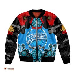Adelaide Strikers ANZAC 2024 Bomber Jacket Lest We Forget Poppy Mix Camouflage