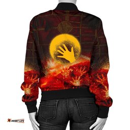 Custom Aboriginal Women's Bomber Jacket - Indigenous Flag Hand Art