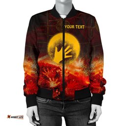 Custom Aboriginal Women's Bomber Jacket - Indigenous Flag Hand Art