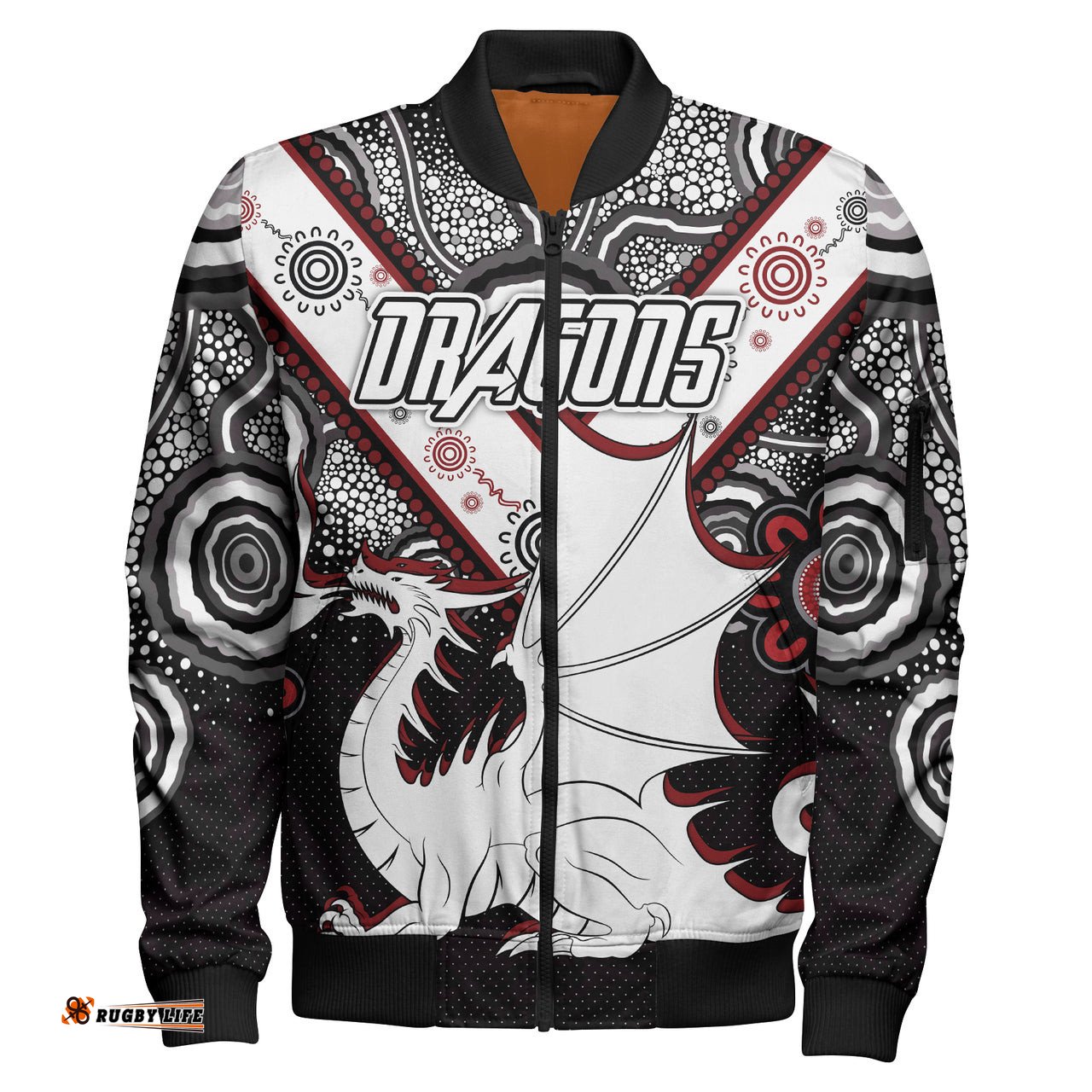 St. George Rugby Bomber Jacket - Custom Aboriginal Dragons Bomber Jacket RLT13