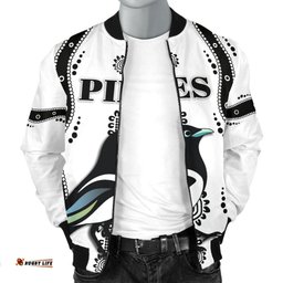 Collingwood Men Bomber Jacket Pies Indigenous - White