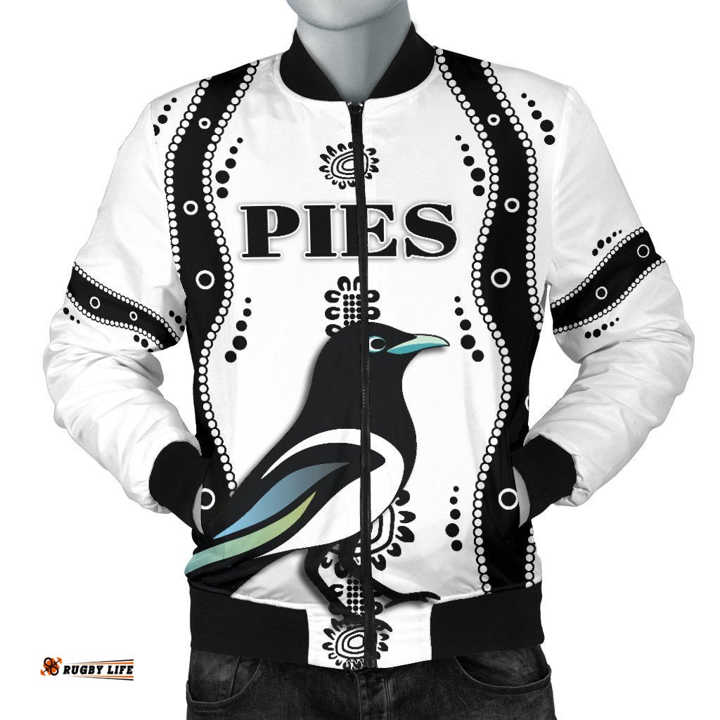 Collingwood Men Bomber Jacket Pies Indigenous - White