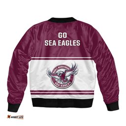 Sea Eagles Rugby Bomber Jacket Manly Warringah White Sporty Style