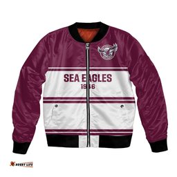 Sea Eagles Rugby Bomber Jacket Manly Warringah White Sporty Style