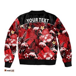 Custom Personalised Dolphins Rugby Bomber Jacket Fashion Tropical Jungle Flowers