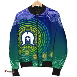 Torres Strait Islanders Men's Bomber Jacket - Aboriginal Turtle