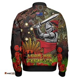 Knights Rugby Bomber Jacket - Custom Anzac Kinghts with Remembrance Poppy and Indigenous Patterns Bomber Jacket RLT13
