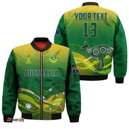 Custom Text and Number Australia Rugby Bomber Jacket Champions RLWC Kangaroos World Cup Rugby