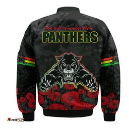 Panthers Rugby ANZAC Bomber Jacket Angry Panther Camouflage With Poppy