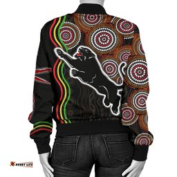 Panthers Black Women Bomber Jacket Indigenous Penrith Version