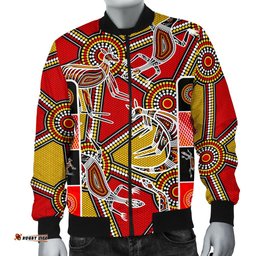 Aboriginal Men's Bomber Jacket, Kangaroo Dot Painting Patterns